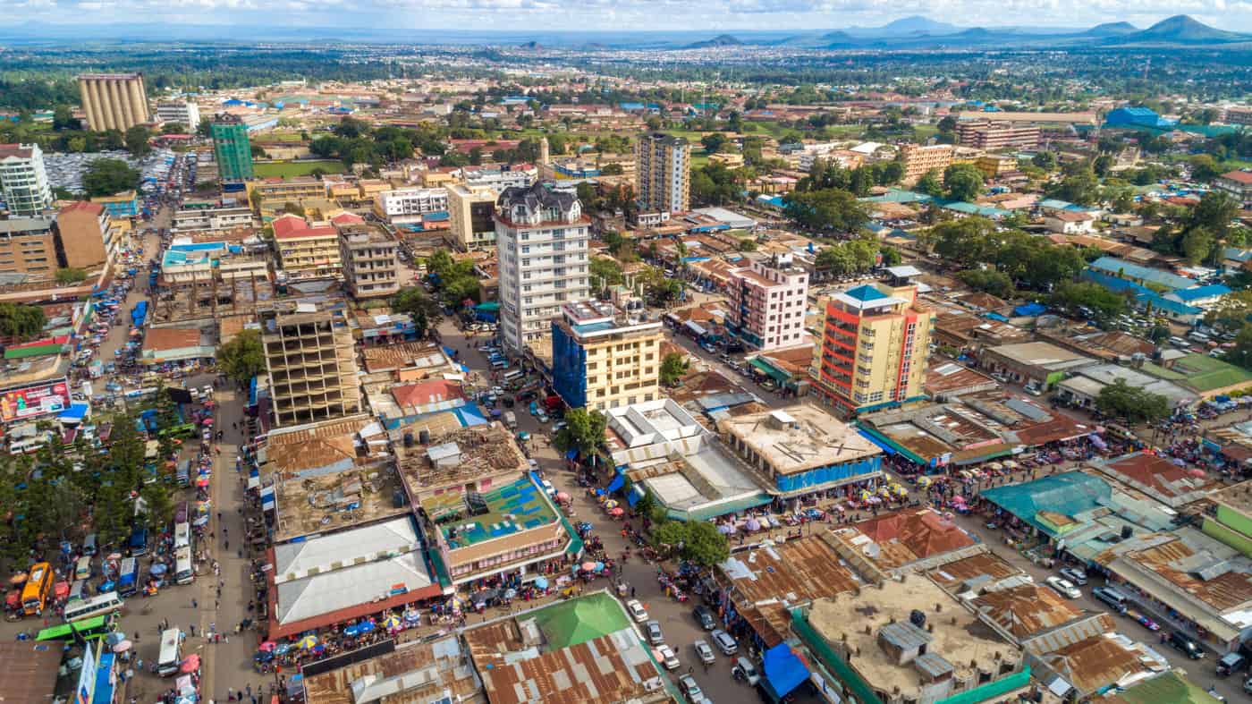 aerial view of the city of Arusha, Tanzania